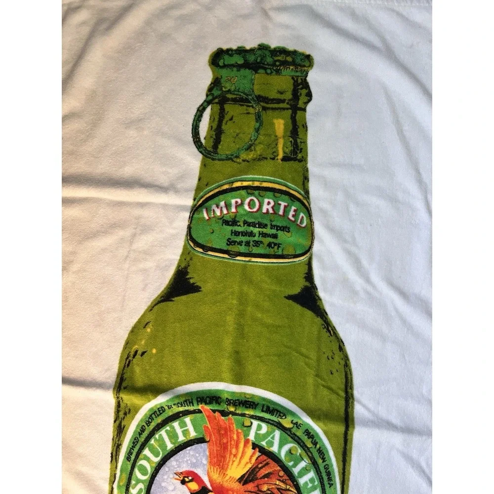 Vtg SOUTH PACIFIC LAGER Special Export Beer‎ Beach Towel 70s 80s Brazil Maiden